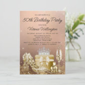 Womens Roos Gold Elk nummer geboorte Partij Kaart (Staand voorkant)