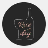 Womens Rose All Day Elegant Connoisseur Wine Lover Ronde Sticker (Voorkant)