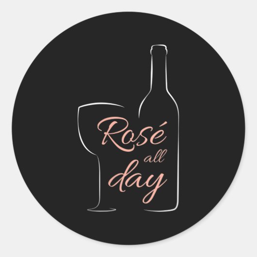 Womens Rose All Day Elegant Connoisseur Wine Lover Ronde Sticker (Voorkant)