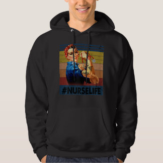 Womens Rosie de Riveter  Retro Nurse Life Hoodie