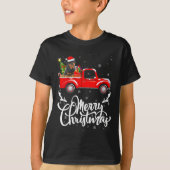 Womens Rottweiler Dog On Christmas Tree Red Truck  T-shirt (Voorkant)