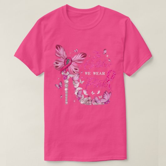 Womens roze hiele vlinderkanker in o t-shirt (Design voorkant)