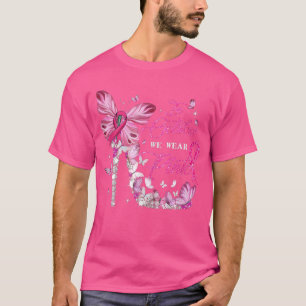 Womens roze hiele vlinderkanker in o t-shirt