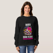 Womens Ruby geboren als boekworm op maat Trui (Voorkant volledig)