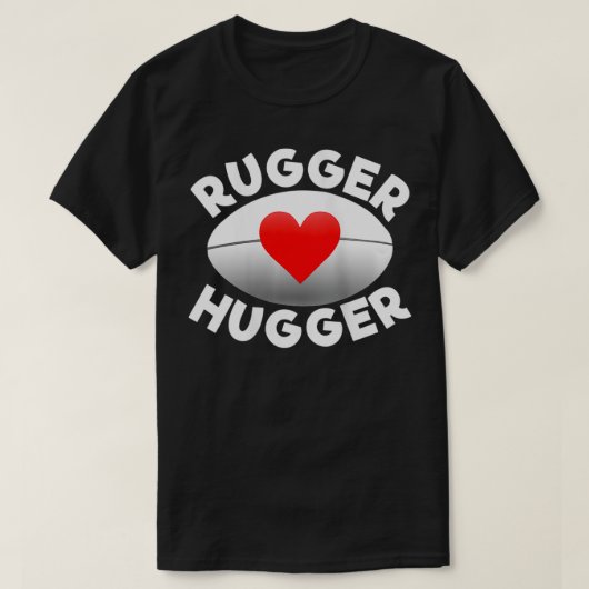 Womens Rugger Hugger Rugby Lover Heart en Ball T-shirt (Design voorkant)