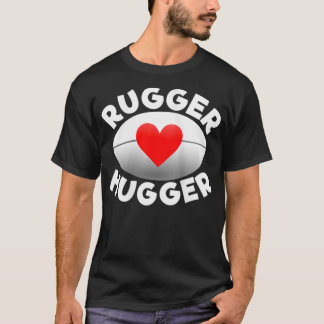 Womens Rugger Hugger Rugby Lover Heart en Ball T-shirt