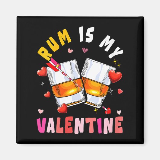 Women's Rum Is My Valentine Hearts Matching Drinke Magneet (Voorkant)