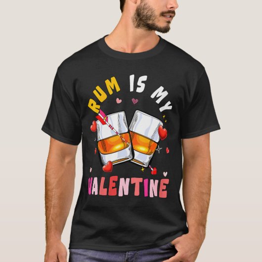 Women's Rum Is My Valentine Hearts Matching Drinke T-shirt (Voorkant)