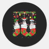 Womens Russell Terrier Dog In Christmas Socks Funn Ronde Sticker (Voorkant)