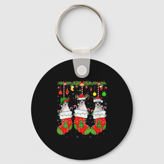 Womens Russell Terrier Dog In Christmas Socks Funn Sleutelhanger (Voorkant)