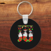 Womens Russell Terrier Dog In Christmas Socks Funn Sleutelhanger (Voorkant)