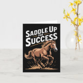 Womens Saddle Up For Success Motivational Horse Ri Kaart (Gele Bloem)