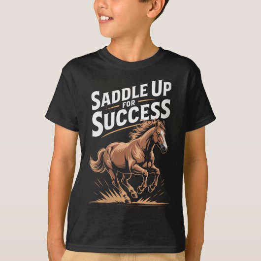 Womens Saddle Up For Success Motivational Horse Ri T-shirt (Voorkant)