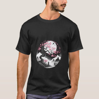 Womens Sakura japanese cherry blossom nd moon japa T-shirt