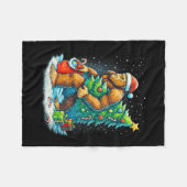 Womens Santa Bigfoot Christmas Tree Sasquatch Xmas Fleece Deken (Voorkant (Horizontaal))