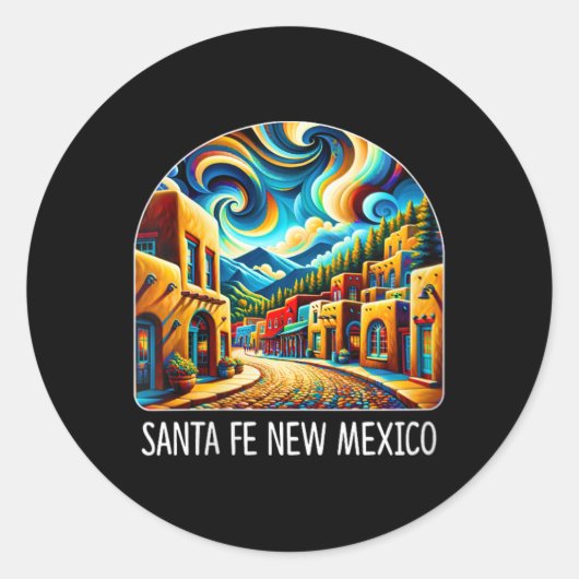 Womens Santa Fe New Mexico - Expressionism Art - V Ronde Sticker (Voorkant)