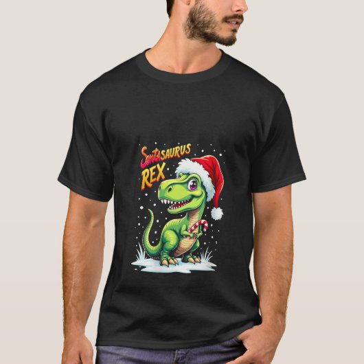 Womens Santasaurus Rex Funny Dinosaur xmas Santa H T-shirt (Voorkant)
