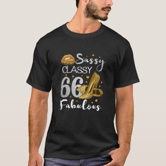 Womens Sassy Classy 66 Fabulous 66 Birthday Party T-shirt (Voorkant)