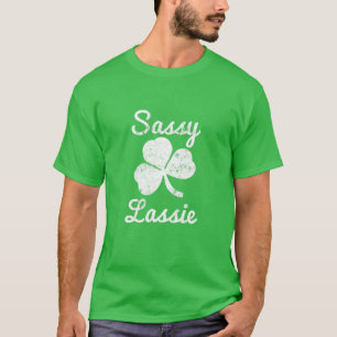 Womens Sassy Lassie St Patricks Day Cute Funny Vin T-shirt