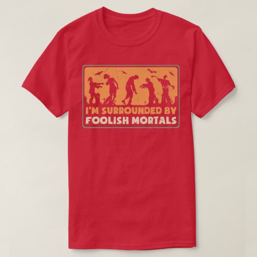 Womens Scary Halloween design broom foolis mortals T-shirt (Design voorkant)