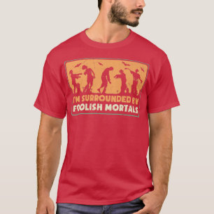 Womens Scary Halloween design broom foolis mortals T-shirt