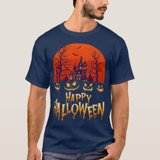 Womens Scary Halloween design broom gegraveerde da T-shirt