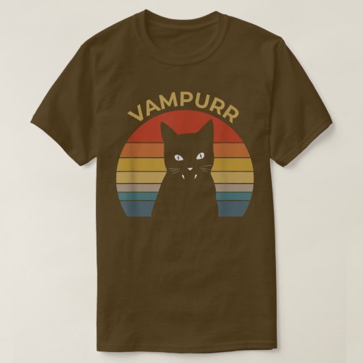 Womens Scary Halloween design broom vampire cat va T-shirt (Design voorkant)