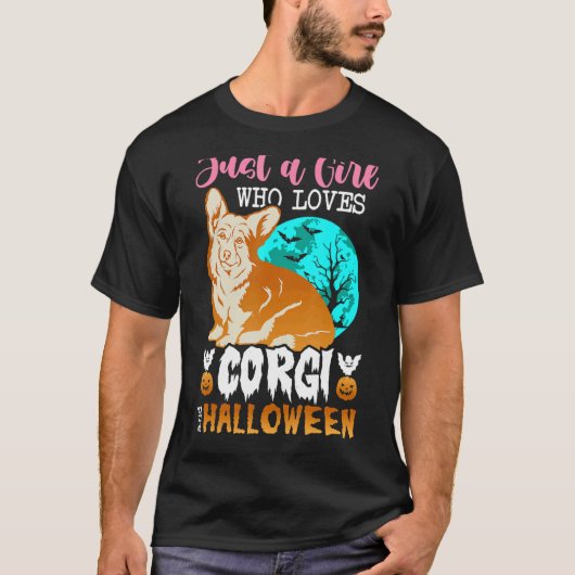 Womens Scary Halloween dog corgi holder T-shirt (Voorkant)