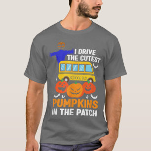 Womens Scary spooky Halloween grappige schoolbusdr T-shirt