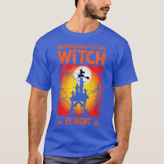 Womens Scary spooky Halloween witch haunted castle T-shirt