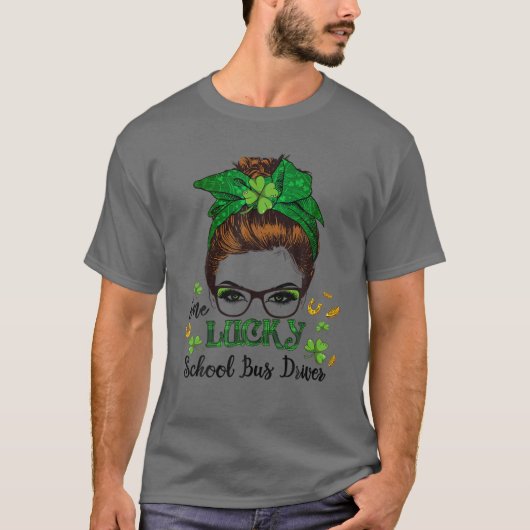 Womens School Bus Driver St Patricks Day Lucky Sha T-shirt (Voorkant)