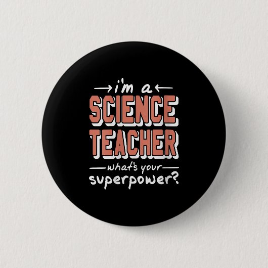 Womens Science Teacher Superwer Funny Nerd Pride V Ronde Button 5,7 Cm (Voorkant)