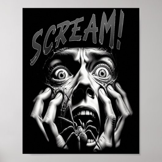 Womens Scream Horror Face Sder Terror Creepy Arach Poster (Voorkant)