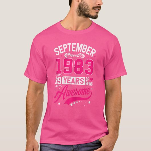 Womens September 1983 39 Verjaardag Kleding 39 Jaa T-shirt (Voorkant)