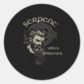 Womens Serpent Vibes Whisperer Nordic Mystic Beard Ronde Sticker (Voorkant)