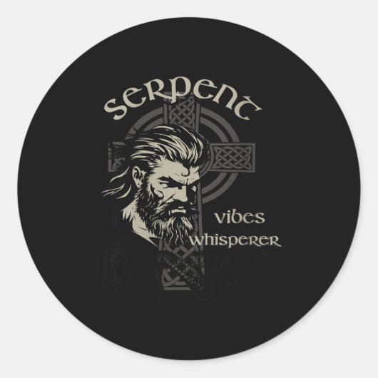 Womens Serpent Vibes Whisperer Nordic Mystic Beard Ronde Sticker (Voorkant)