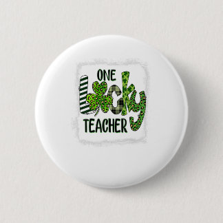 Womens Shamrock One Lucky Teacher St Patrick Ronde Button 5,7 Cm