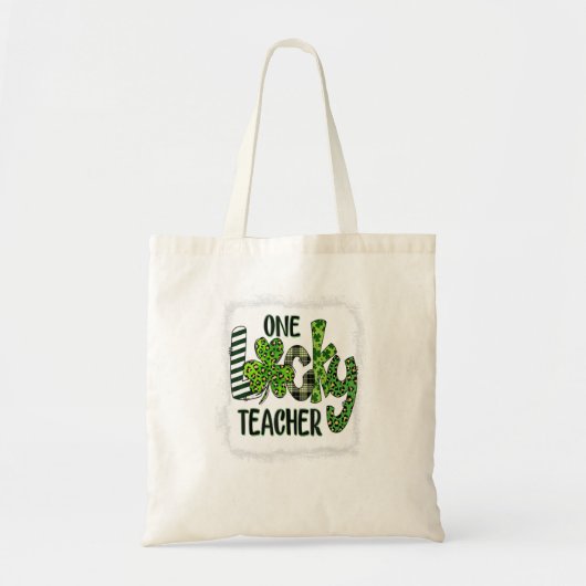 Womens Shamrock One Lucky Teacher St Patrick Tote Bag (Voorkant)