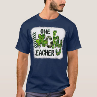 Womens Shamrock One Lucky Teacher St T-shirt