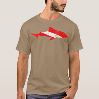 Womens Shark Scuba duikend onder vlag T-shirt