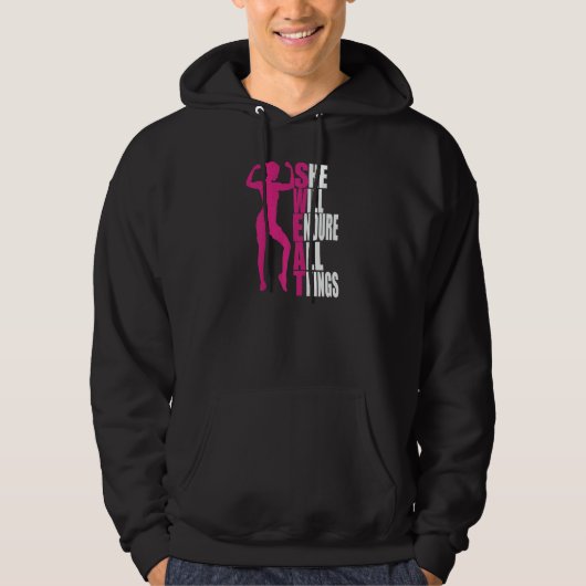 Womens She Will Endure All Things Fitness Gym Wome Hoodie (Voorkant)