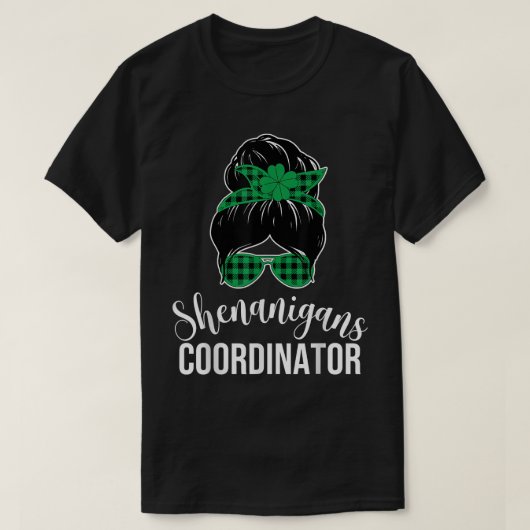 Womens Shenanigans Coordinator Messy Bun Saint Pat T-shirt (Design voorkant)