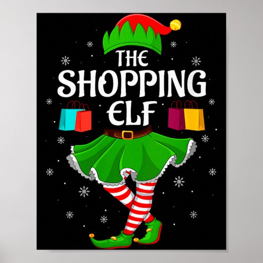 Womens Shopng Elf Christmas Family Girls Women Elf Poster (Voorkant)