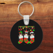 Womens Siamese Cats In Christmas Socks Funny Cat X Sleutelhanger (Voorkant)