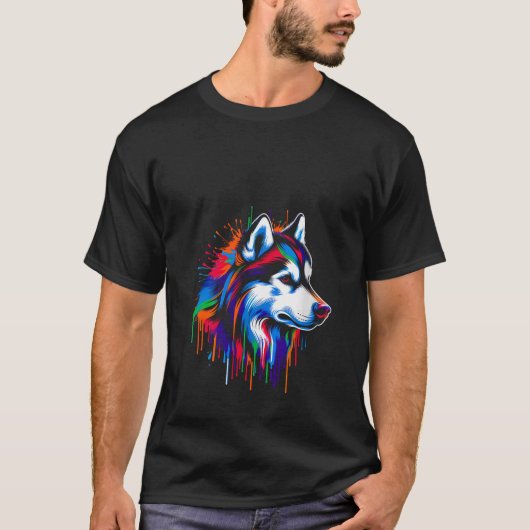 Womens Siberian Husky Dog Minimalist and Vibrant S T-shirt (Voorkant)