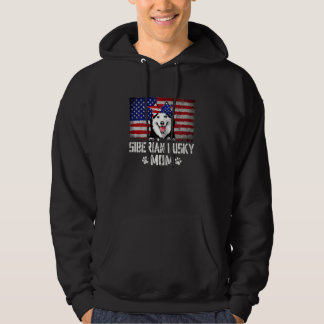 Womens Siberian Husky Mam Amerikaanse vlag 4e van Hoodie