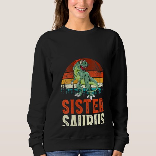 Womens Sistersaurus T Rex Dinosaur Sister Saurus F Trui (Voorkant)