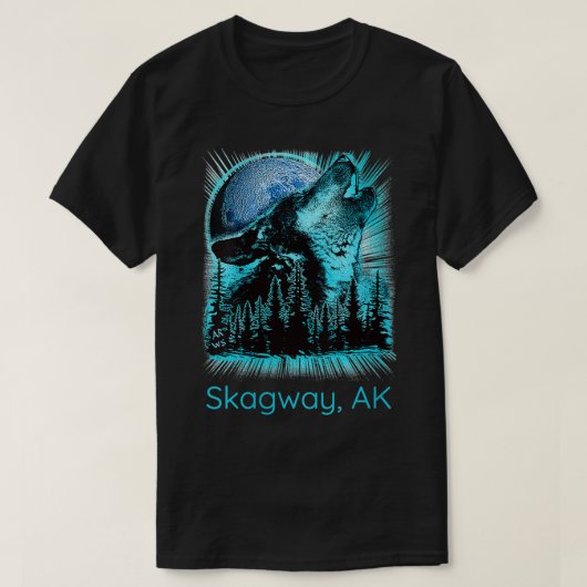 Womens Skagway Alaska Howling Wolf Moon Forest Nat T-shirt (Design voorkant)