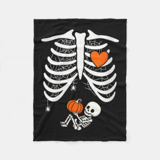Womens Skeleton Baby Pregnant Xray Rib Cage For Fa Fleece Deken
