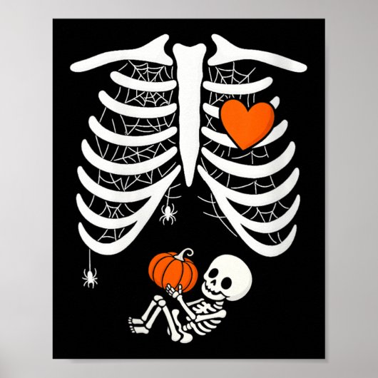 Womens Skeleton Baby Pregnant Xray Rib Cage For Fa Poster (Voorkant)